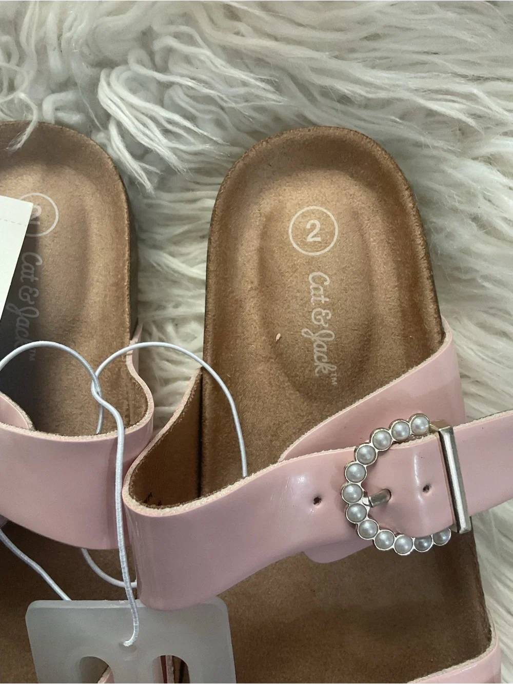 Cat & Jack Pastel Pink Pearl-Buckle Slide Sandals